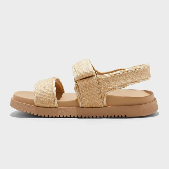 Open Box - A New Day - Women's Tilly Raffia Platform Footbed Sandals - A  Tan - Picture 2 of 4
